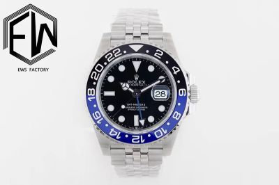 Rolex GMT-master ii 3186/3285 Movement 40mm Batman Bezel SS Jubilee Band Watch